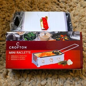 New Crofton Mini Raclette Set Portable Foldable‎ Non-stick Roasting Melting Tray